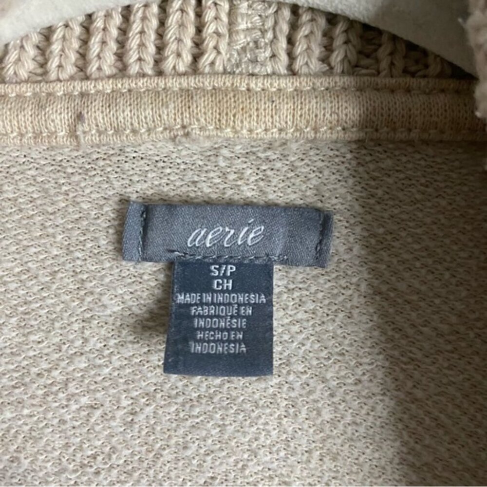 Aerie Women's Cream Open Front Knit Sweater Cardigan - Picture 5 of 9